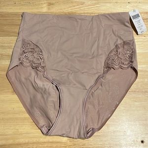 NWT Soma Vanishing Tummy Retro Brief with Lace in a Large Adobe Rose color